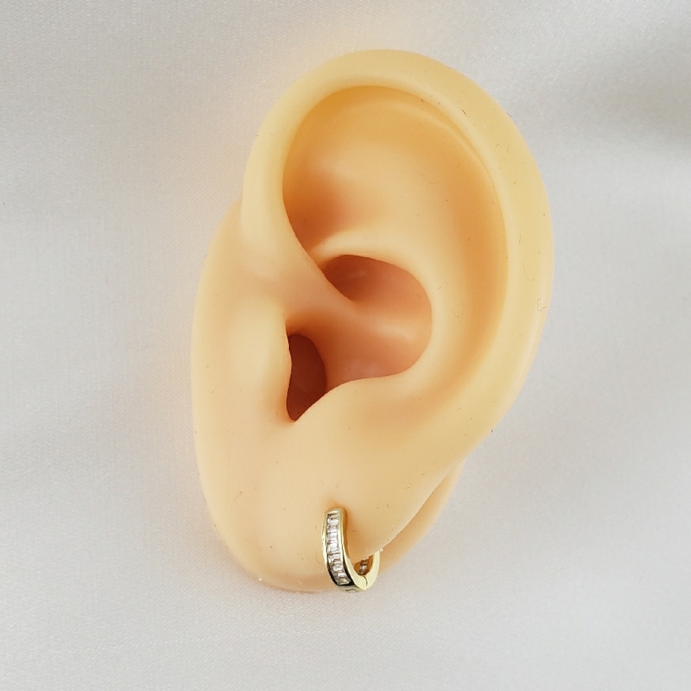 14K Gold Diamond Huggie Hoop Earrings